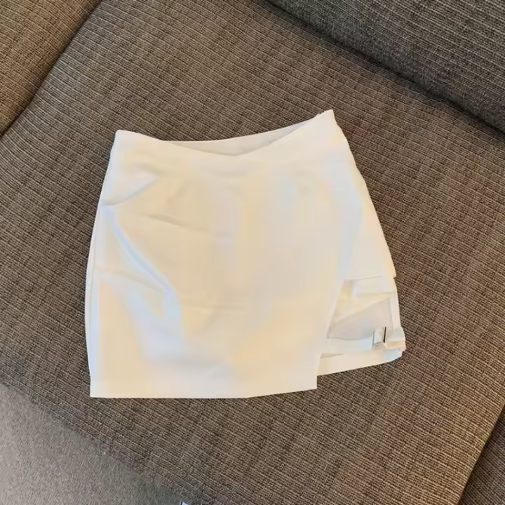 Falda corta de verano para mujer estilo irregular con lazo pantalones de mezclilla de moda - 1