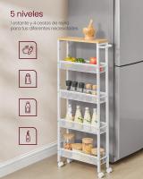 Carro de 4 Niveles, Carro Estrecho de Cocina con Ruedas, con Asa, para Espacio Reducido, 22 x 45,4 x 77 cm, para Cocina, Baño, Salón, Estudio, Marrón Rústico y Negro LRC033B01 - details 42