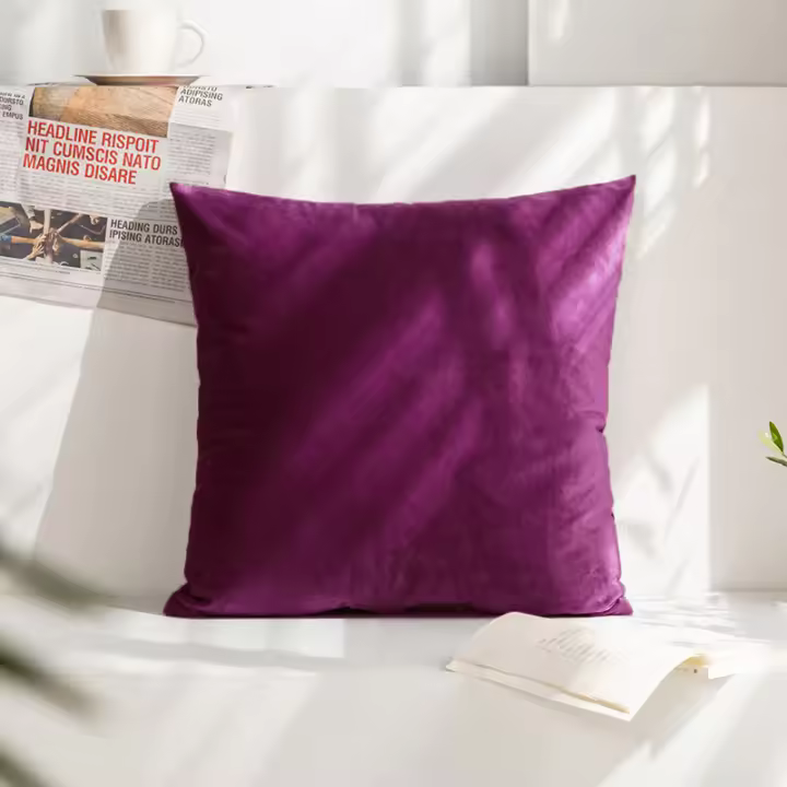 2uds Fundas de Almohada de Terciopelo Suave Color Sólido Púrpura Adecuado para Decoración del Hogar - 1