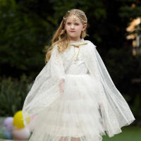 Capa de disfraz de princesa para niña, accesorios de fiesta, Blancanieves, Elsa, Anna, Rapunzel, Aurora, lentejuelas, tul, Halloween - details 21