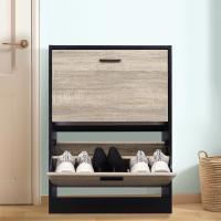 Mueble zapatero de 12 pares - Estantería de gran capacidad para vestíbulo o pasillo - (ancho) 60 x (profundidad) 24 x (alto) 80 cm - Madera clara blanca - details 90