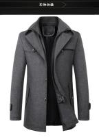 Chaqueta de lana informal de negocios ajustada con un solo pecho de color sólido de invierno cortavientos de mezcla chaqueta cortavientos de lana para hombre chaqueta para hombre abrigo - details 14