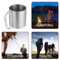 Taza portátil de acero inoxidable para acampar, taza con asa, mosquetón, escalada, mochilero, senderismo, 220Ml - details 7