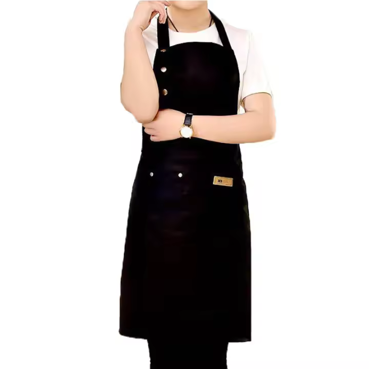 Delantales de cocina de lona para hombre y mujer, delantal de trabajo de Chef para parrilla, restaurante, Bar, tienda, cafés, Chef, camarero - 1