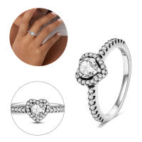 Anillo de Plata de Ley 925, anillo de corazón rojo elevado para mujer, circonita cúbica CZ, estrella, Luna, flor, joyería de boda, anillos, regalos - details 7