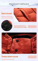 Chaqueta de plumón de invierno para hombre, abrigo de pato blanco a prueba de viento, abrigo cálido para viaje y acampada, ropa gruesa con capucha de Color sólido para hombre - details 9