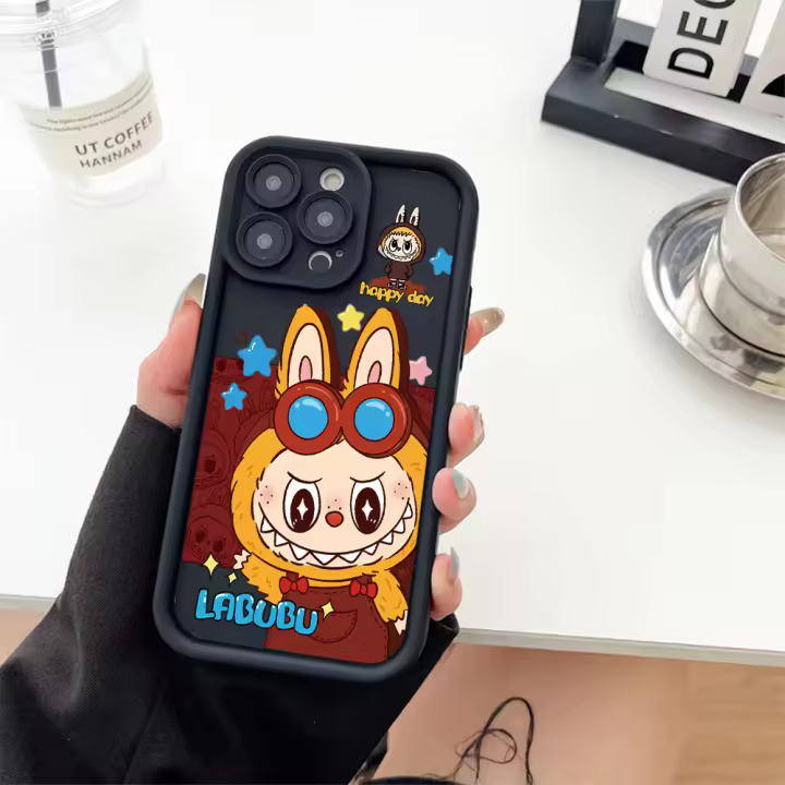 Little Monster labubu Funda de silicona suave para teléfono iPhone16 iPhone 15 12 14 13 11 PROMAX PLUS XR XS MAX cubierta protectora creativa que absorbe los golpes - 1