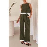 Conjuntos de dos piezas de verano para mujer, tops sin mangas y pantalones largos, trajes casuales para mujer - details 6