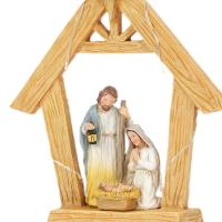 Escena Navideña de Resina Figura de Familia Santral con Estante de Libros - details 4