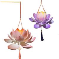 Linterna 3D del Festival del Medio Otoño, flor de loto, conejo, linterna de loto del Medio Otoño, papel hecho a mano, Kit de Material de linterna DIY para niños - details 8