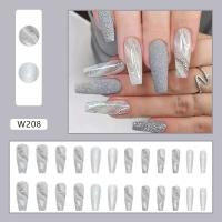 Juego Completo de Ballet de 24 Piezas Uñas Prostéticas de Mármol Blanco y Gris - details 0