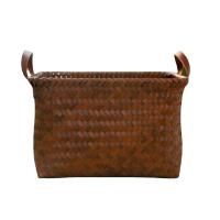 Cesto de lavandería cuadrado práctico, cesta de ropa sucia marrón de 38cm con asas, cesta de almacenamiento tejida a mano extraíble para toallas - details 7