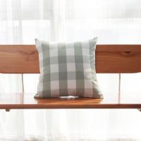 Funda de almohada de algodón para decoración del hogar, funda de almohada a rayas de 45x45cm, funda de cojín de estilo verde de verano para sala de estar/oficina - details 2