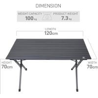 Mesa plegable de aluminio de 120x70 cm, carga de 100 kg, tablero enrollable para 4-6 personas. - details 2