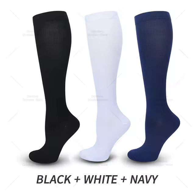 Calcetines de compresión hasta la rodilla para hombre y mujer, medias largas atléticas, 15-20 mmHg, para ciclismo, correr, enfermeras, recuperación médica, 3 pares - 1