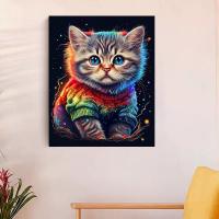 RUOPOTY Pintura al número 40x50cm Marco DIY para adultos principiantes Kit de arte de pared con gato perro imagen en números para decoración del hogar Material de lona estilo abstracto - details 2