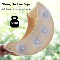 Suministros para mascotas, hamaca de madera con ventosa para gatos, forma de luna, percha colgante para ventana de gato, hamaca desmontable sin perforaciones para ventana de gato para interiores - details 1