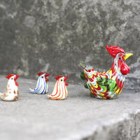Cuentas de Vidrio de Gallo Adorno de Escritorio Colorido Estatua de Gallina Pequeña - details 36