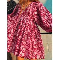 Vestido corto de vacaciones de playa de rayón informal suelto con lazo floral para mujer de moda de verano - details 43