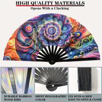 1 abanico grande UV plegable a mano, abanico de boda, abanico colorido de fantasía de baile, adecuado para Halloween, Pascua, discoteca, accesorios para fiestas en casa, accesorios para actuaciones de baile, regalos de fiesta, decoraciones para el hogar, - details 1
