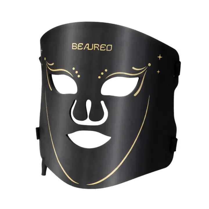 Máscara de luz roja para la cara, máscara de luz facial de 7 colores, cuidado de la piel facial en casa, silicona suave, ligera y plegable - 1