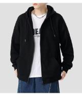 Sudadera con capucha deportiva para hombre, sudadera de forro polar de color sólido y corte holgado - details 0