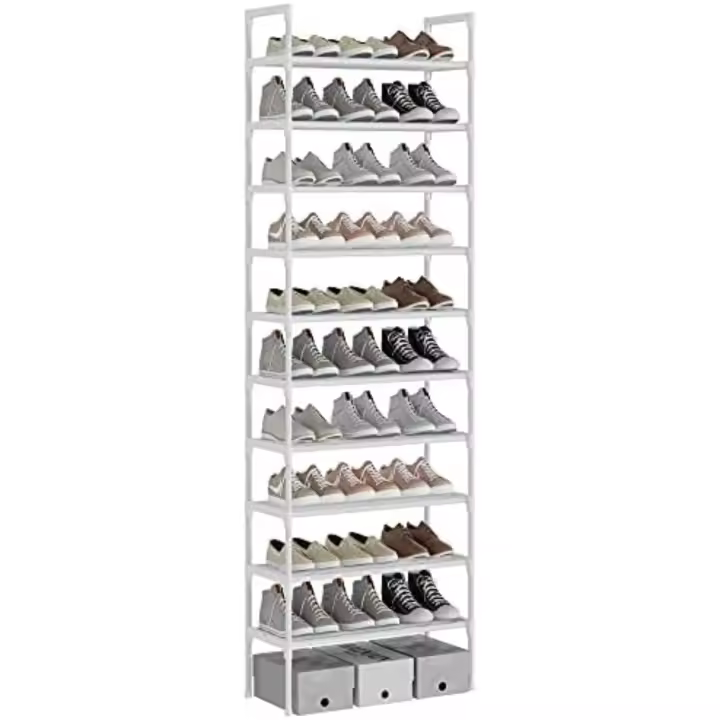 Zapatero de 10 Niveles con Diseño Extra Grueso, Organizador de Zapatos para 30 Pares, 56 x 30 x 170 cm para Pasillo, Dormitorio (Blanco) - 1