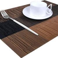 Mesa de vinilo tejida, estera aislante de PVC y bambú, adecuada para mesa de cocina, 8 unidades por grupo - details 3
