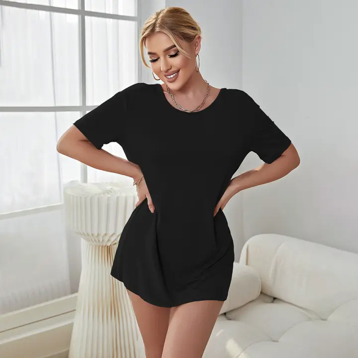 Ropa para el hogar de cuello redondo para mujeres falda corta suelta y cómoda - 1