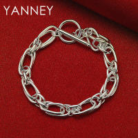 Pulsera trenzada de plata para hombres y mujeres, pulsera fina de 8 pulgadas, joyería de moda - details 2