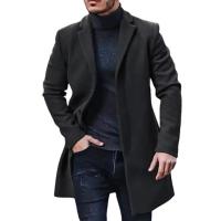 Nuevo abrigo para hombre, cortavientos, gabardina de Color sólido, prendas de vestir exteriores de otoño e invierno, cárdigan, chaqueta Masculina - details 0