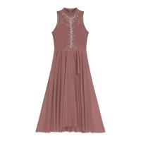 Elegante Traje de Patinaje de Hielo para Mujeres Leotardo de Ballet de Malla Transparente sin Mangas Traje de Baile Lírico Contemporáneo - details 6