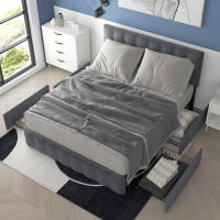 Cama doble con almacenamiento Diseño de costura cuadrado Soporte de láminas de metal - details 0