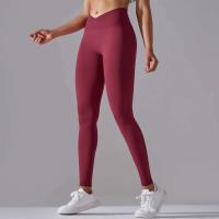 Pantalones de yoga sin costuras para mujer, monos deportivos de cintura alta para gimnasio cruzado, monos de entrenamiento para correr - details 8