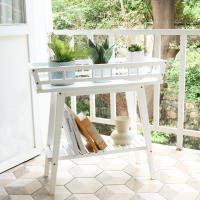 UNHO Estanterias para Plantas Madera Insterior Soporte Taburete para Macetas Blanco - details 5