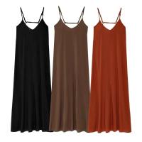 Vestido largo con tirantes para mujer, accesorios de pecho de color liso primavera y verano, ropa casual para mujer - details 2