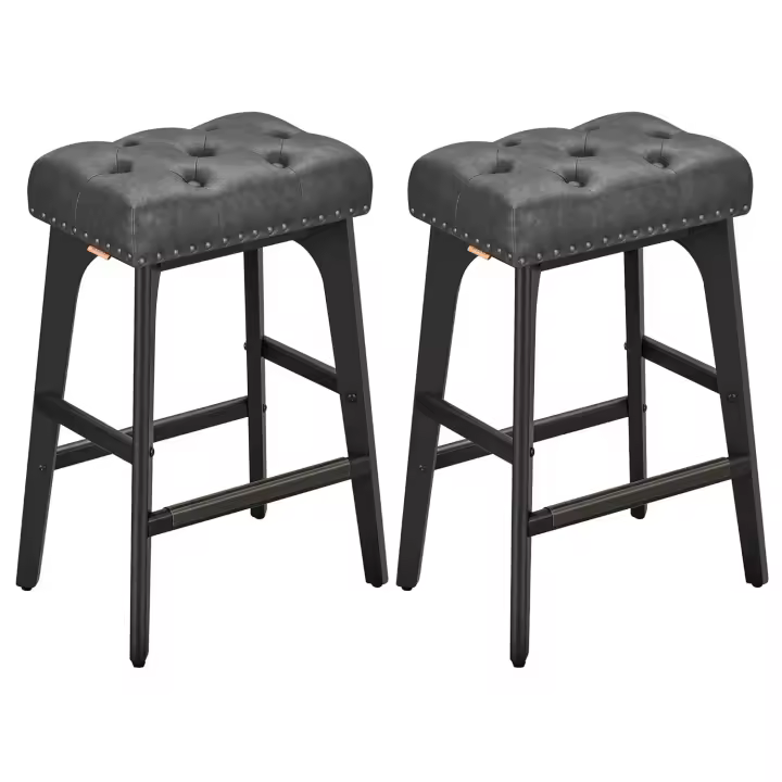 Taburetes de Bar, Taburetes de Cocina, Cuero Sintético con Costuras, Moderno Siglo Medio, 66 cm de Alto, - 1