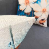 Funda De Lino Mezclado Con Flores Blancas, almohadas Azules Y Doradas De Estilo Crema, 4 piezas - details 6