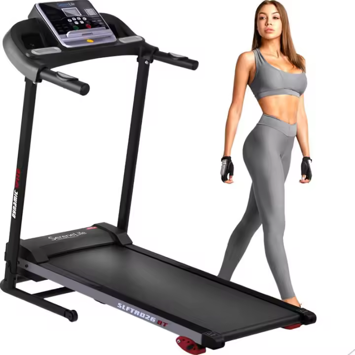 SereneLife-cinta de correr eléctrica plegable para ejercicio, entrenador de entrenamiento Digital compacto inteligente con sincronización de aplicaciones Bluetooth, Manual - 1