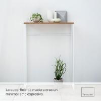 5164 Mesa consola tipo torre, blanco, acero/madera, 60 x 18,5 x 80,5 cm - details 4