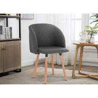 Silla de Comedor Nórdica Ergonómica con Resalto y Brazos Tapizada en Lino Madera para Patas - details 17