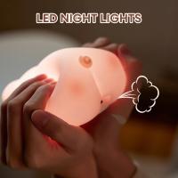 Bonita lámpara LED de silicona con Sensor táctil para niños, luz nocturna de animales, decoración de cabecera, regalo de cumpleaños - details 3