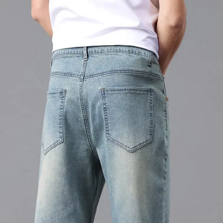 Pantalones Vaqueros de Algodón de Cintura Alta para Hombres Ajuste Perfecto, Cómodo, Transpirable, Estilo Casual - 1