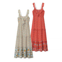 Vestido Bohemio de Verano 2025 para Mujer Sin Mangas Cuello en V Adorno Grande - details 0