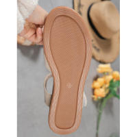 Sandalias de playa para mujer, talla grande, planas, con punta abierta, casuales, con velcro, para estudiantes, de verano. - details 5