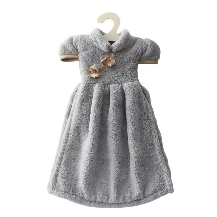 Mini vestido suave y bonito para cocina para niños, ropa pequeña de lana Coral, pañuelo de tela para mano, toalla de microfibra, paño de cocina para el hogar - 1