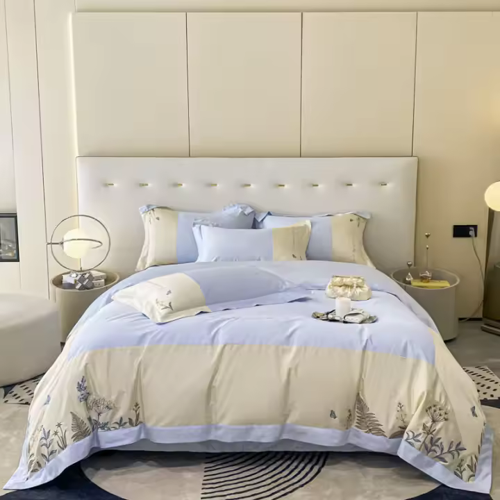Ropa de cama de algodón de fibra larga, juego de empalme de dos colores, cuatro piezas, Simple y a la moda, novedad de 2023 - 1