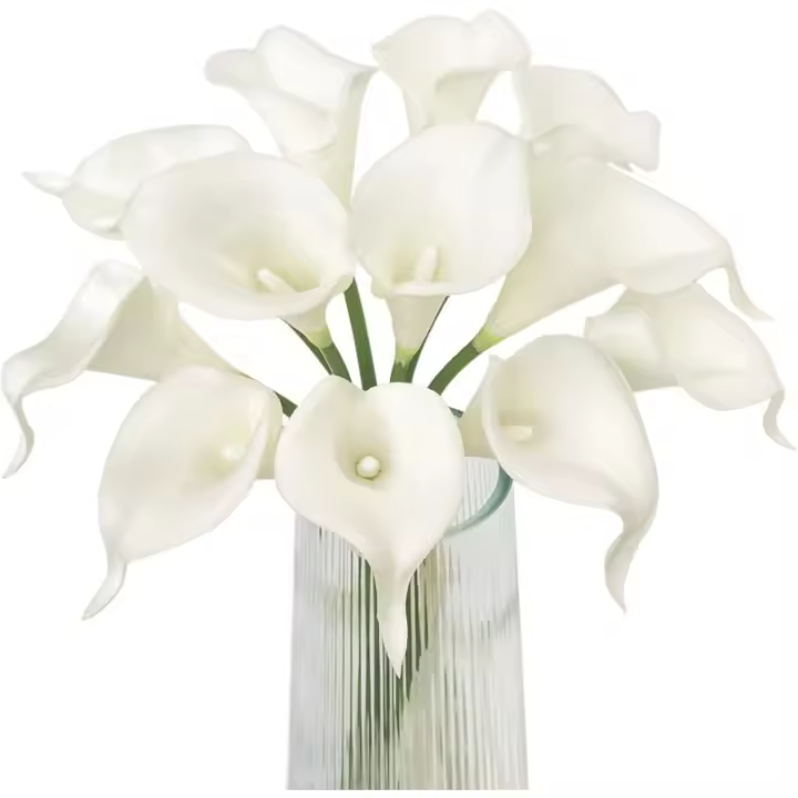 Ramo de Flores Artificiales de 20 Piezas Ideal para Boda, Novia, Ducha, Regalo de Benedición, Decoración del Hogar Flores de Imitación Blancas - 1
