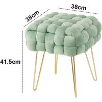 Taburete Moderno de Terciopelo Otomano Rectangular con Patas de Metal Dorado Taburete Acolchado - details 25