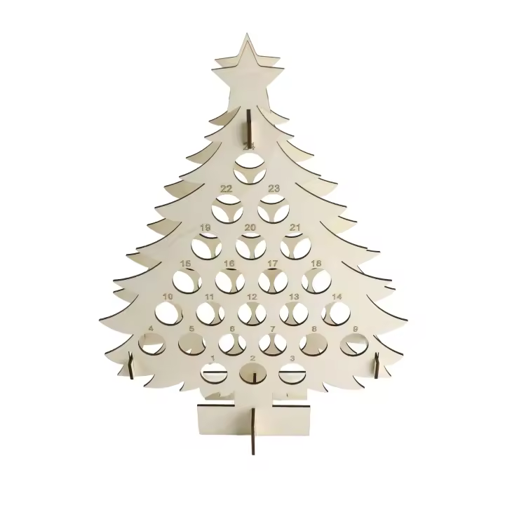 Calendario de Adviento de Navidad con cuenta regresiva, Mini soporte de botella de vino con 24 árboles de Navidad de madera, soporte de Alcohol, regalos de decoración - 1